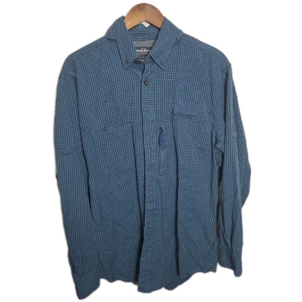 Woolrich Men's Large Vented Button Up Long Sleeve Fishing Mallard 762